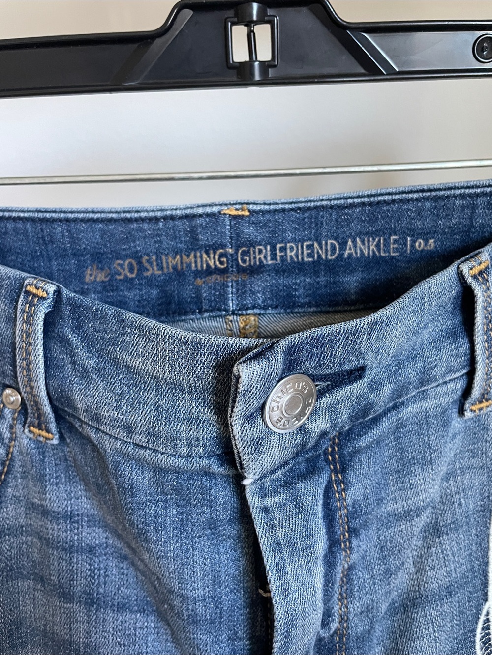 Chico's Blue Embroidered Straight Leg Jeans - Picture 3 of 4